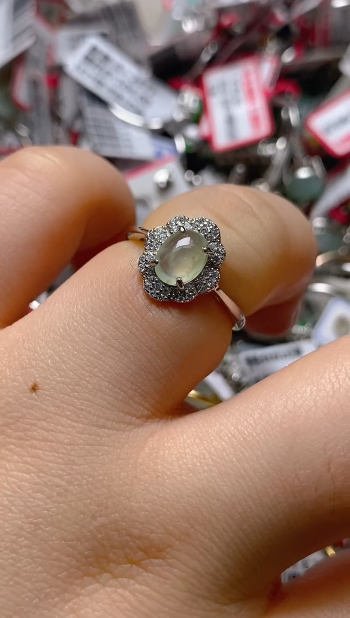 银S925镶嵌戒指翡翠百内无证书