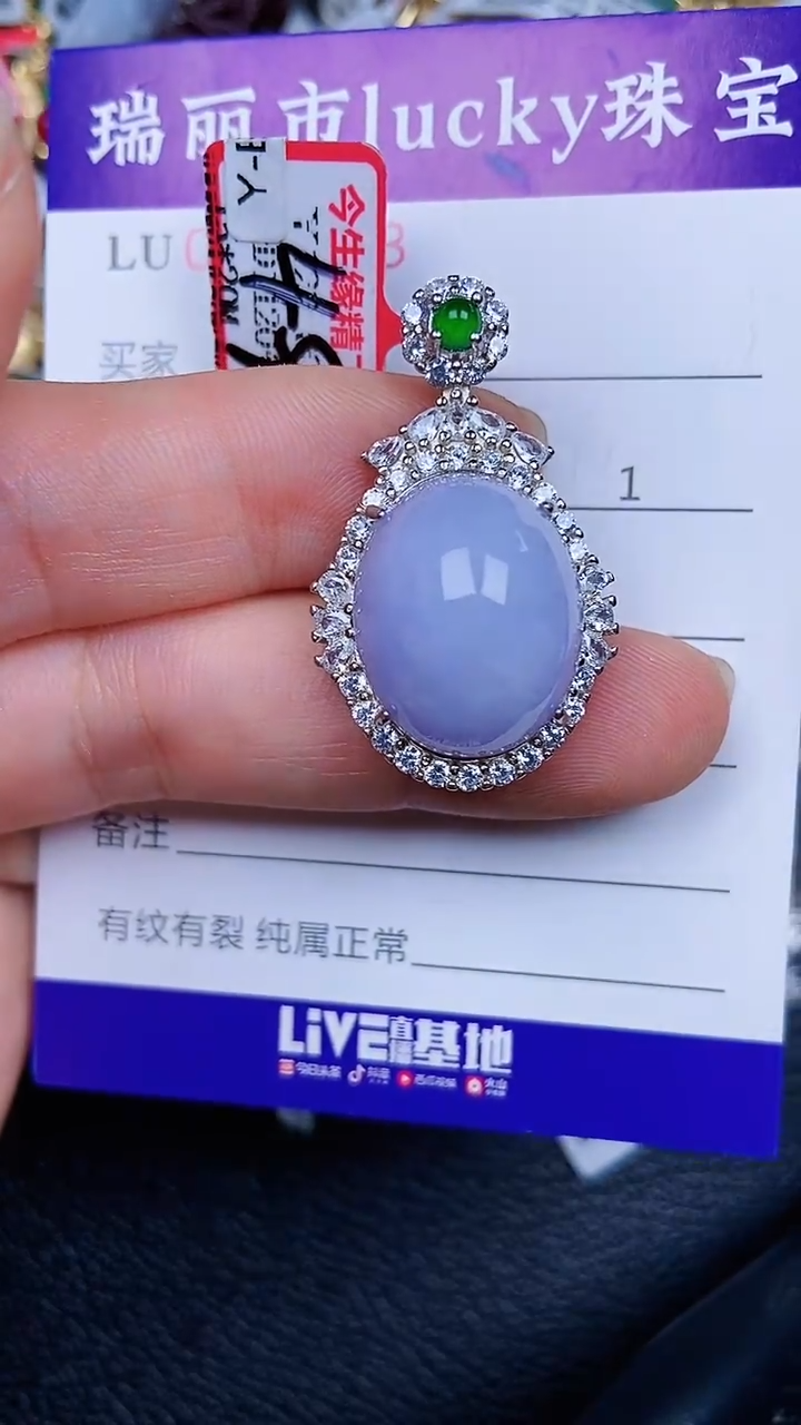 颈饰银S925镶嵌翡翠473