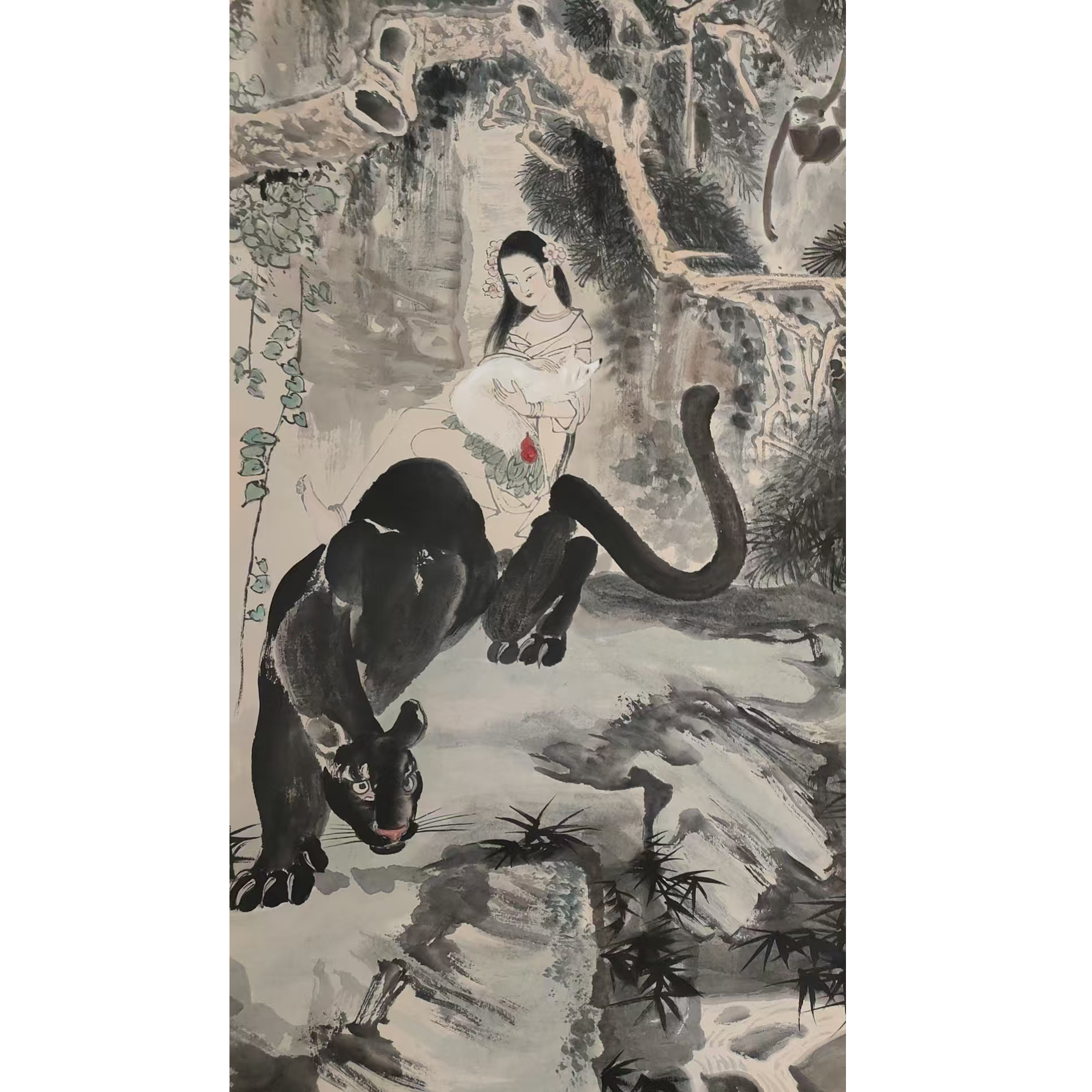 刘      人物立轴85/48带书籍