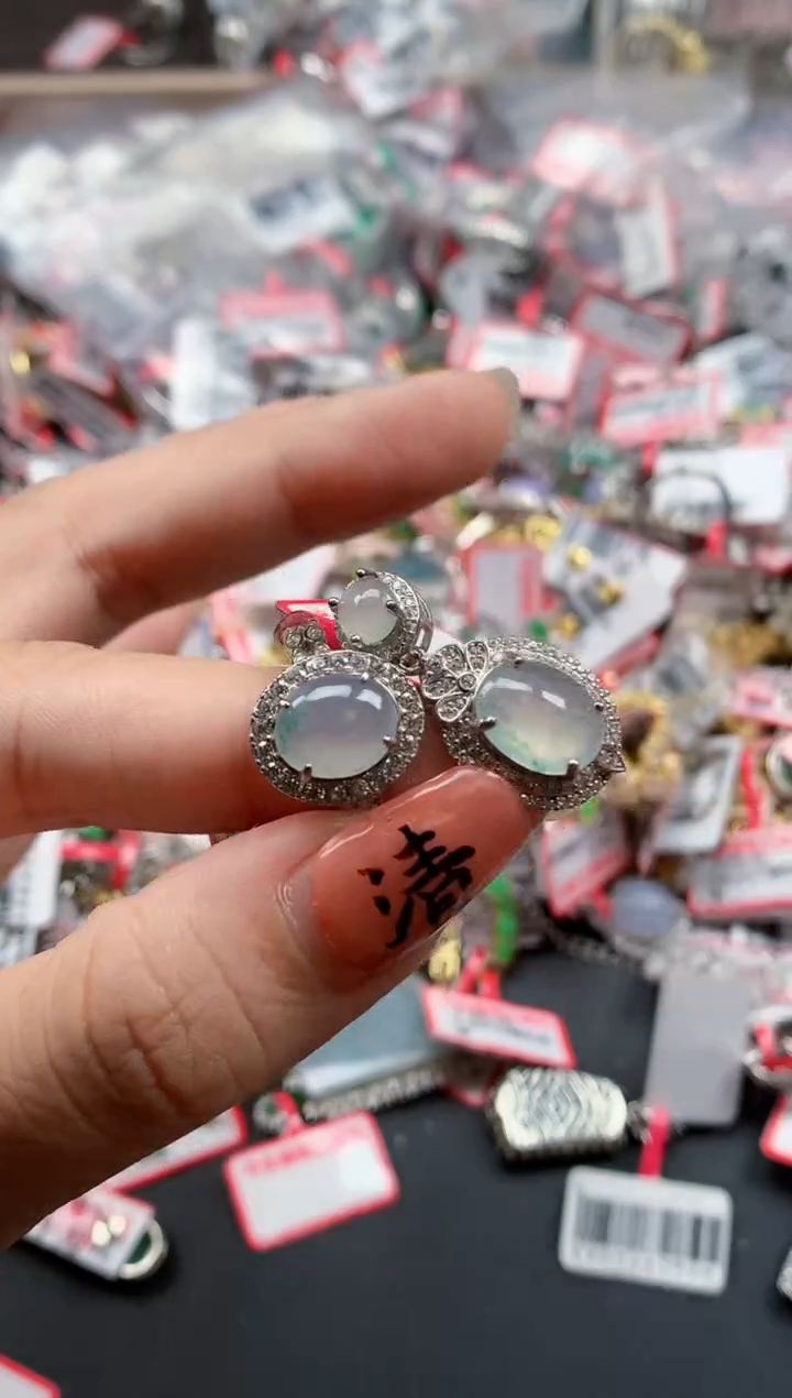 银S925镶嵌戒指翡翠天然A货缅甸翡翠