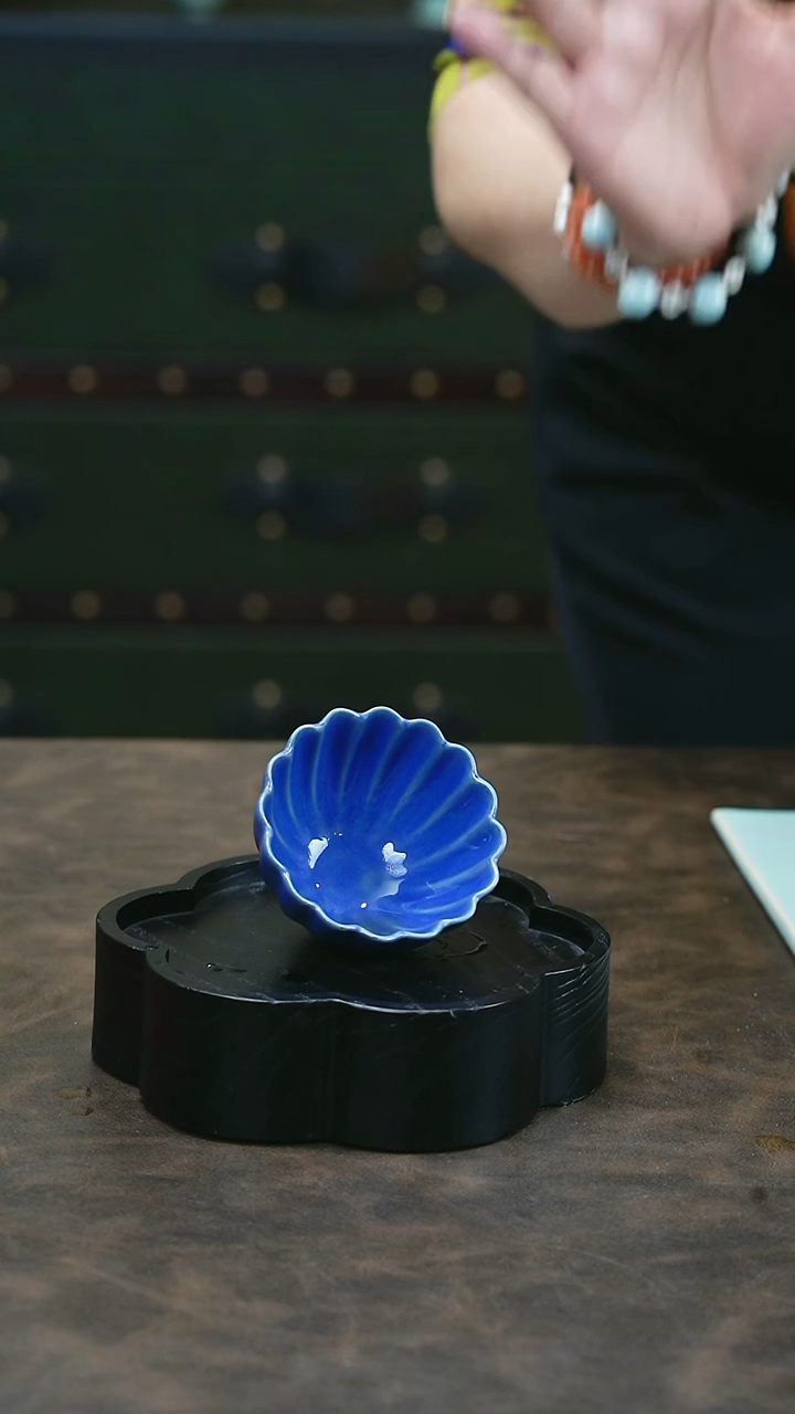 【闪购商品】W宝丰宋官窑原产地钧瓷菊瓣杯（蓝色）