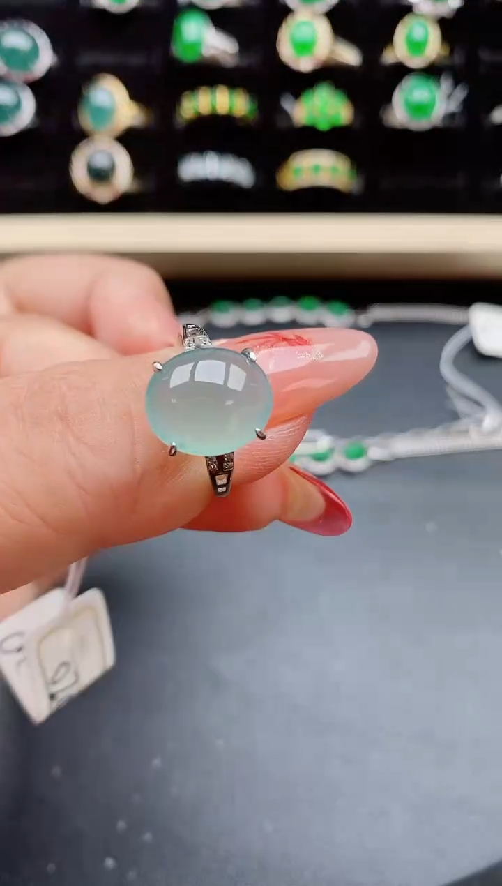 【闪购商品】翡翠戒指银S925镶嵌85085050