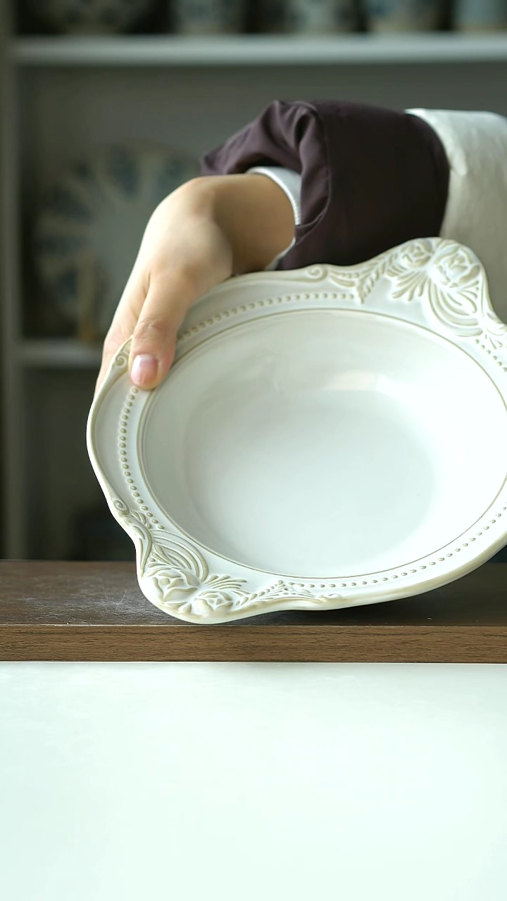 【闪购商品】陶瓷复古玫瑰双耳26CM瑕疵@4-2@