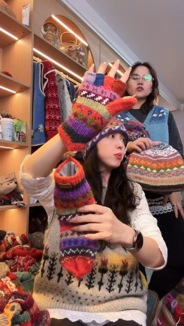 纯棉甜**甜百羊毛五指手套A654