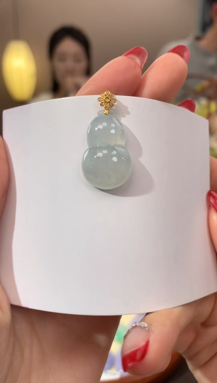 【闪购商品】翡翠颈饰18K金镶嵌天然缅甸a货翡翠