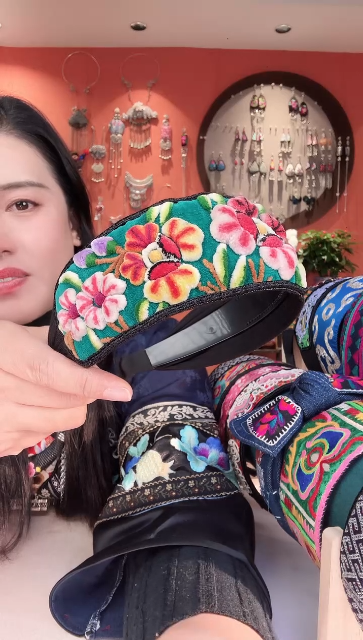 织绣手工苗银苗绣刺绣发箍19