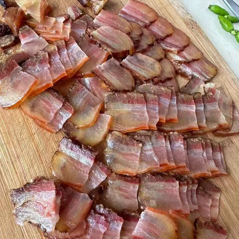 柏树烟熏水晶土猪腊肉