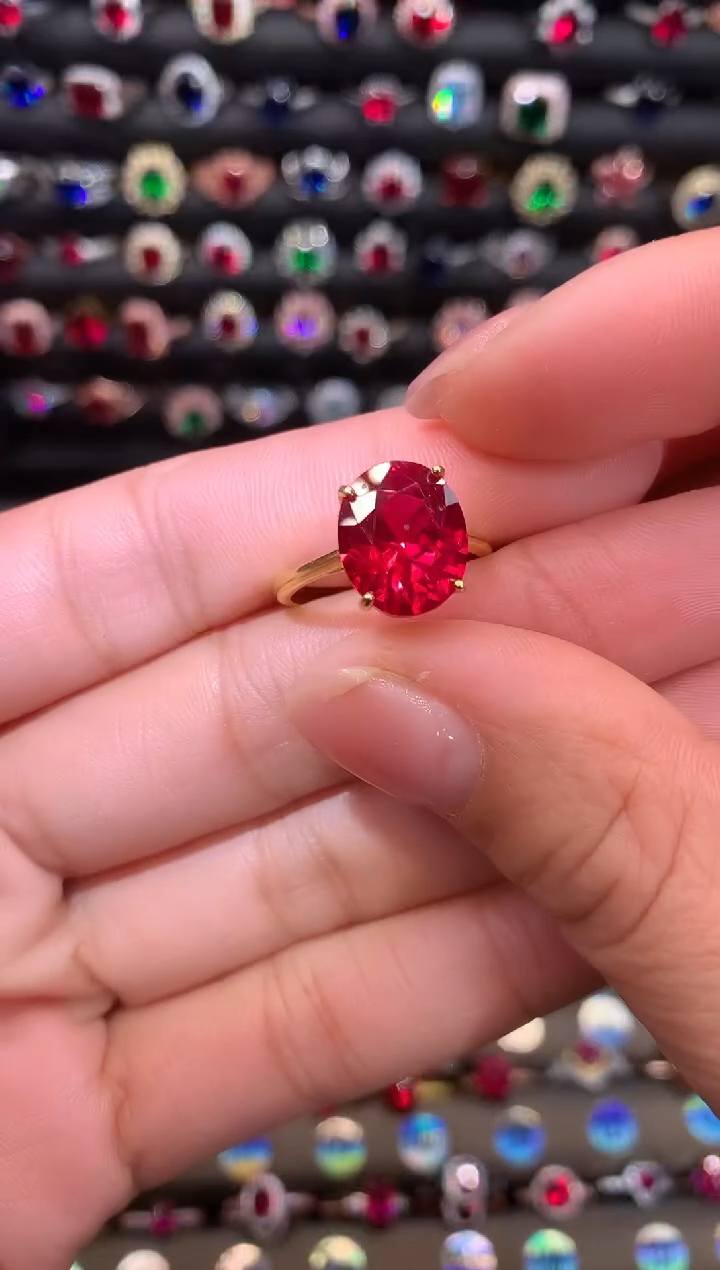 【闪购商品】红宝石戒指银S925镶嵌1012金