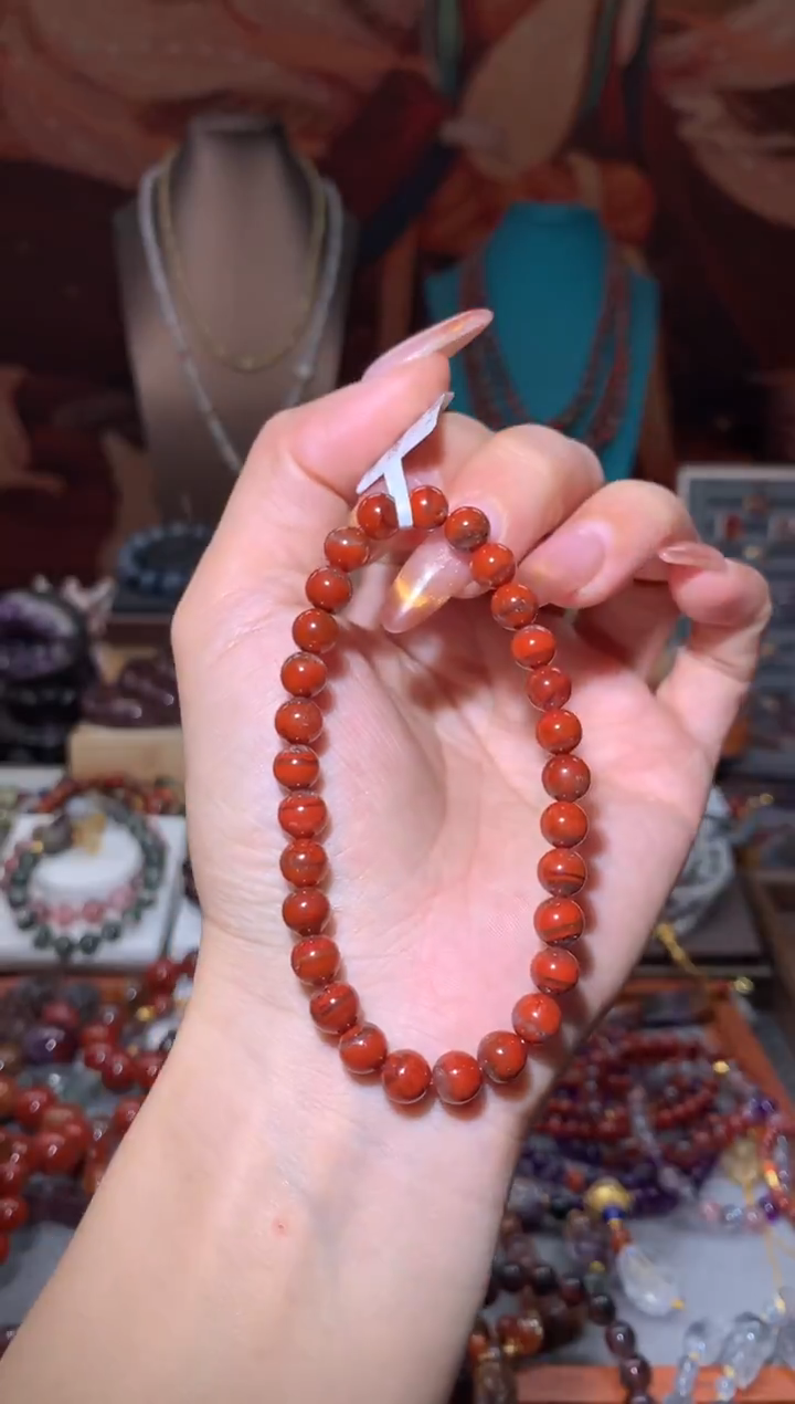 未镶嵌珠宝半成品水晶红极光6+mm手串