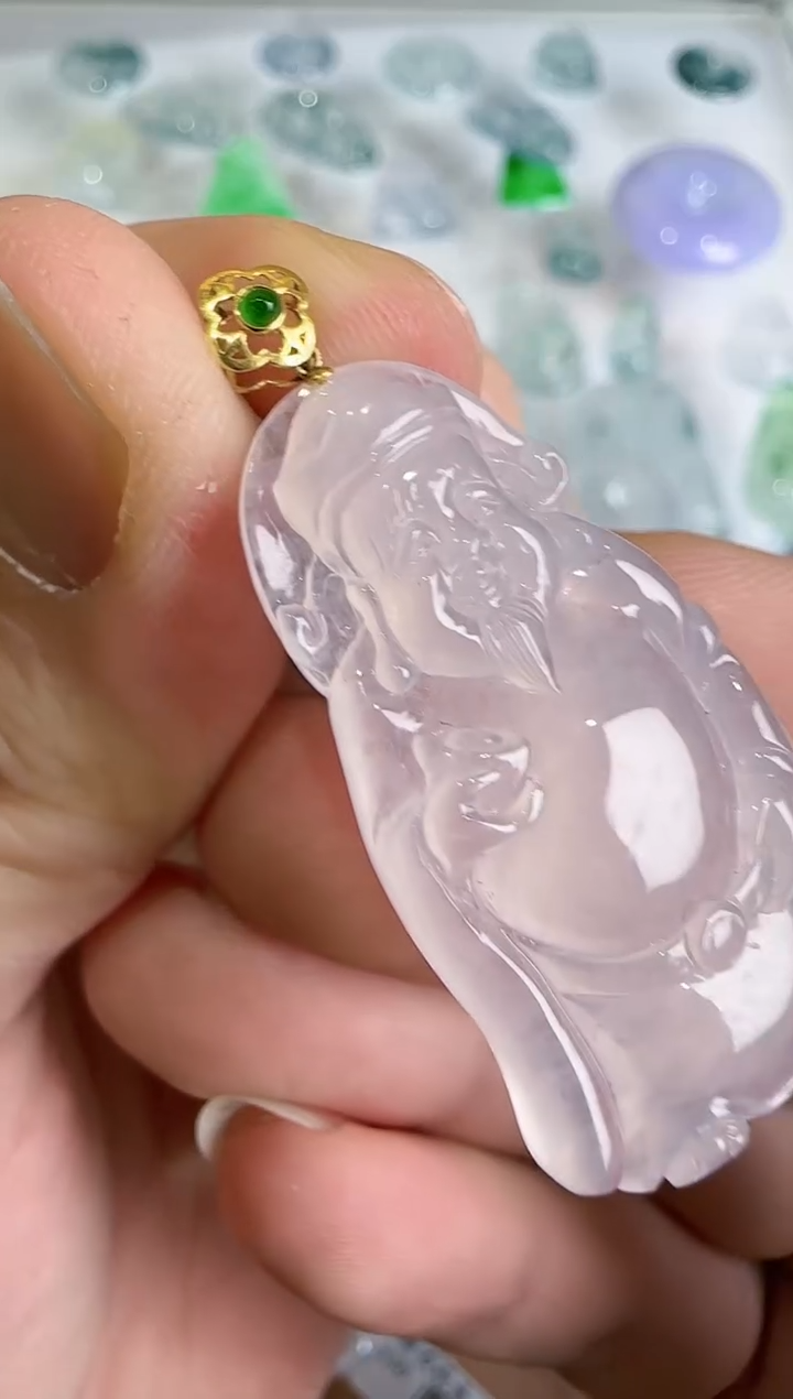 【闪购商品】翡翠吊坠(不含链)18K金镶嵌 