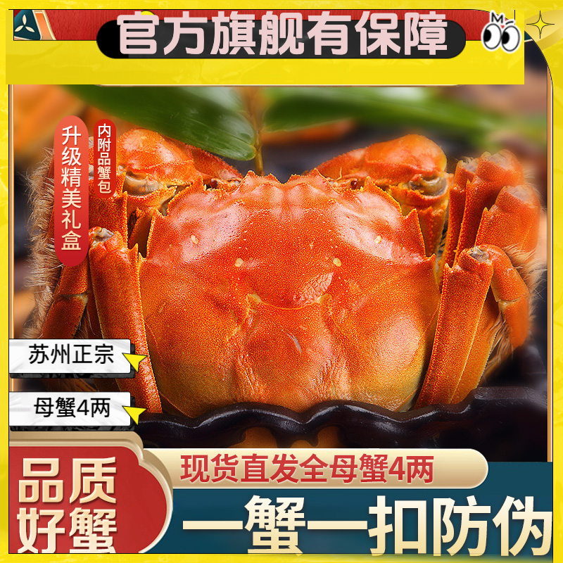 【活蟹】全母爆4两 6/8/10只装超大湖蟹年货礼盒高标塘养
