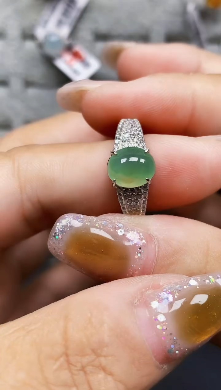 银S925镶嵌戒指翡翠2295