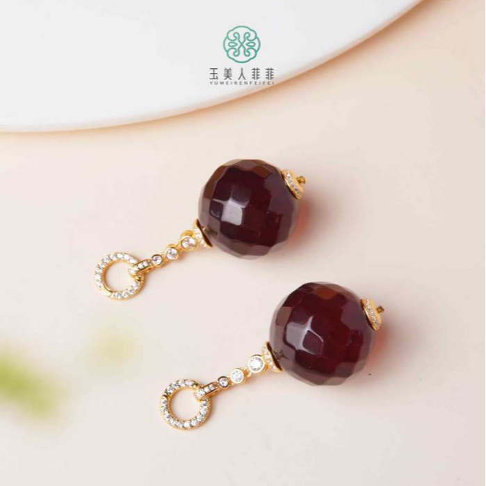 石惑珠宝%血珀圆珠吊坠约22mm%多样性发一