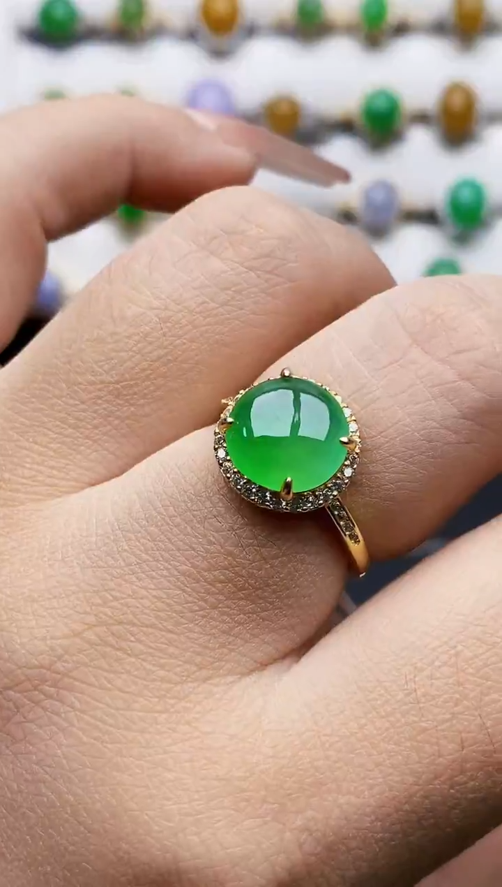 银S925镶嵌戒指翡翠2525