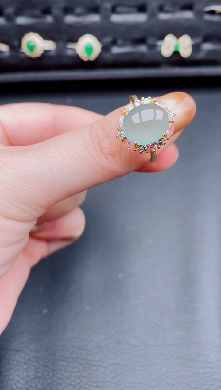 【闪购商品】翡翠戒指银S925镶嵌天然a货翡翠165