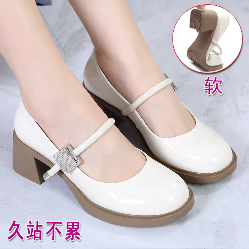 599粗跟圆头复古单鞋