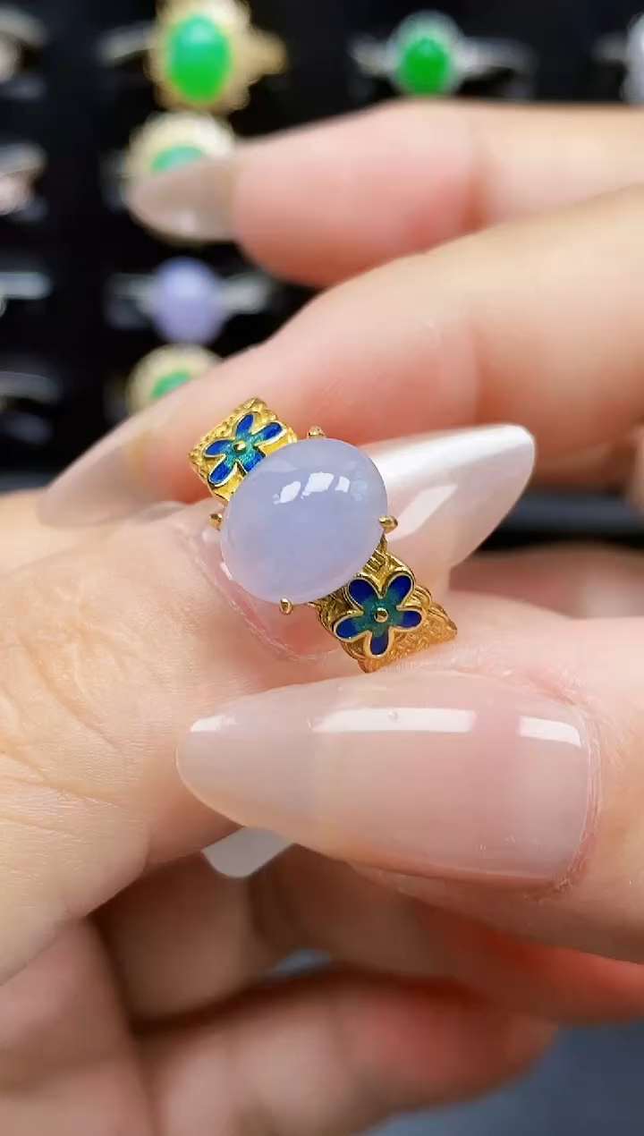 银S925镶嵌戒指翡翠4098