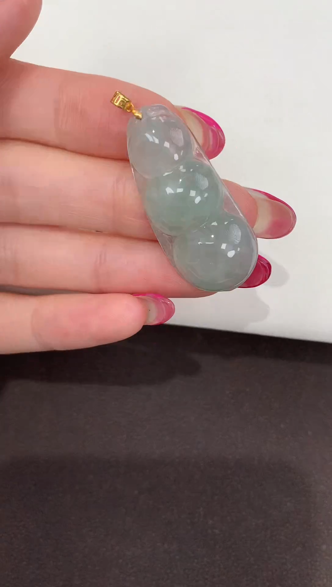 颈饰18K金镶嵌翡翠天然缅甸a货翡翠