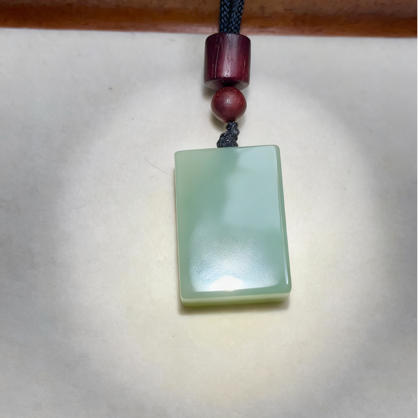 【德玉笙】新人福利和田玉且末蓝飘青无事牌吊坠25*18*8.5