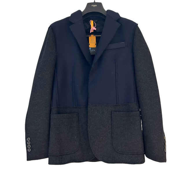 未使用 LANVIN 拼接色大衣43918
