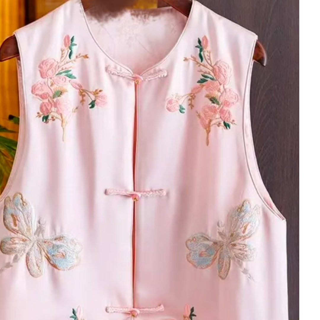 417款刺绣文艺风马夹黑色中国风百搭