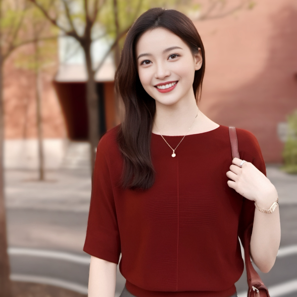秋冬轻奢48支16针超细针织衫百搭修身显瘦减龄时尚中袖上衣女995