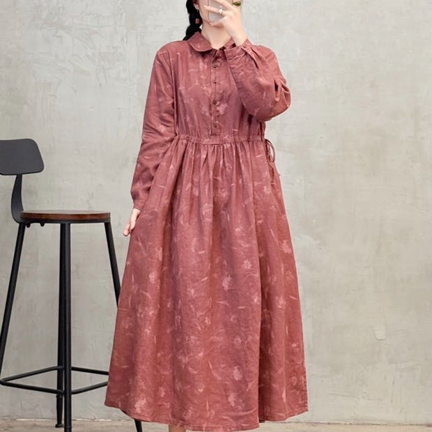 Yiwen【满天星】2025春季新款苎麻连衣裙百搭时尚收腰显瘦女1033