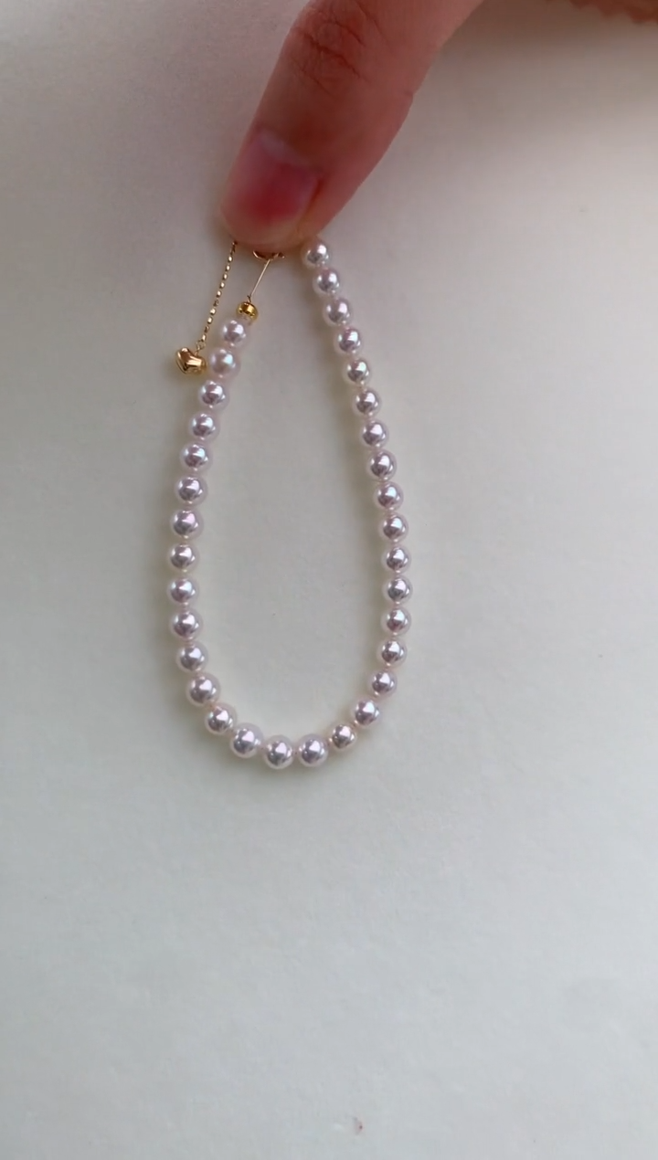 【闪购商品】海水珍珠手绳18K金镶嵌4.5-5极光小米