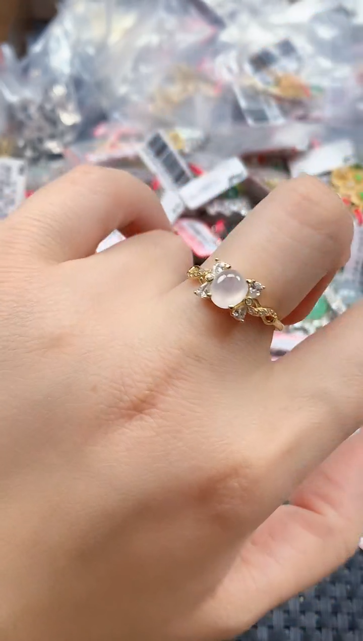 银S925镶嵌戒指翡翠天然A货缅甸翡翠