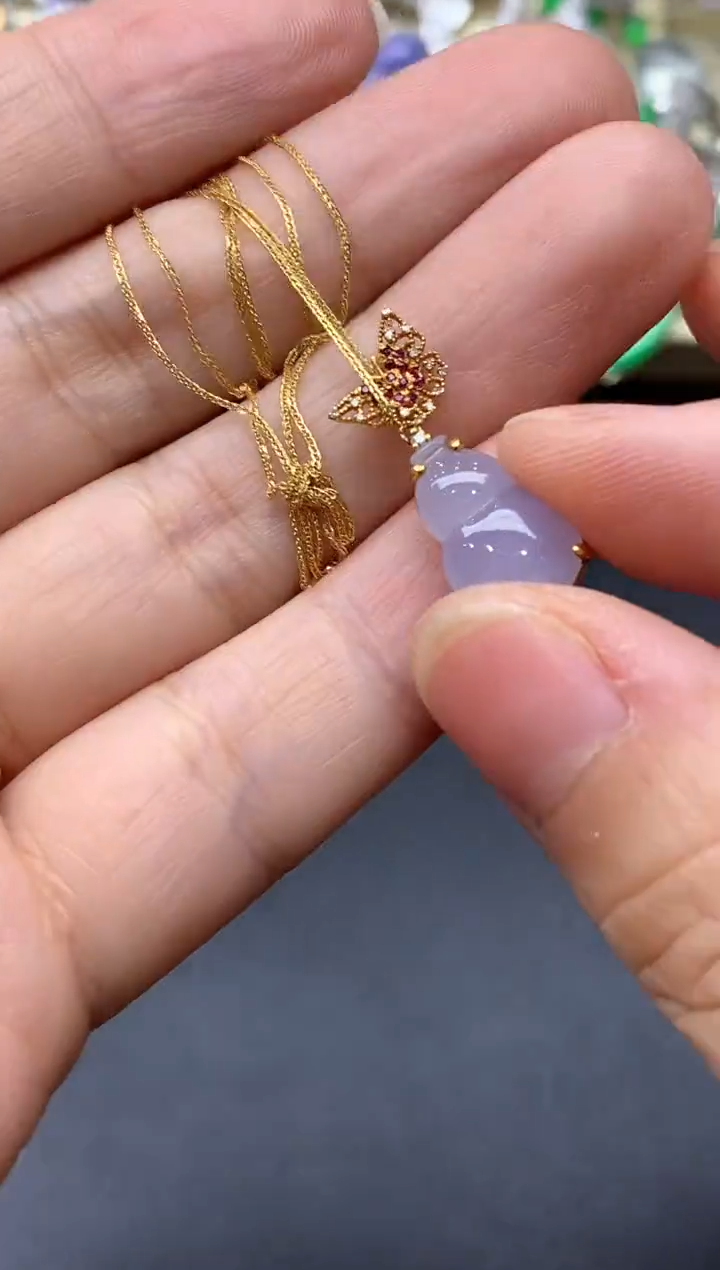 颈饰18K金镶嵌翡翠325-中国好珍宝