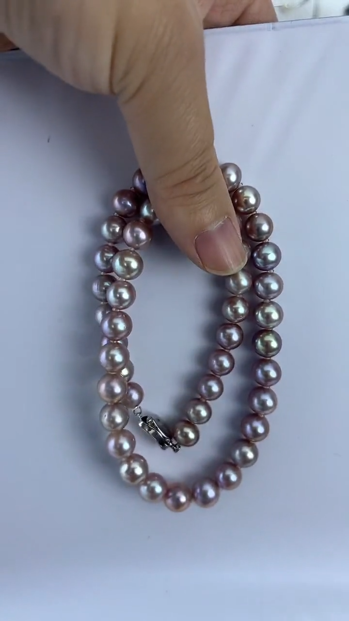 【闪购商品】淡水珍珠颈饰未镶嵌天然极光珍珠浓紫项链约9