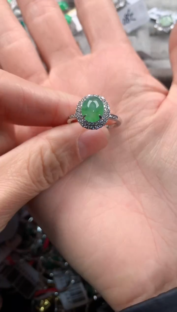 银S925镶嵌戒指翡翠555    2