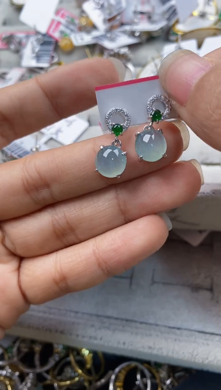 银S925镶嵌戒指翡翠1010----8