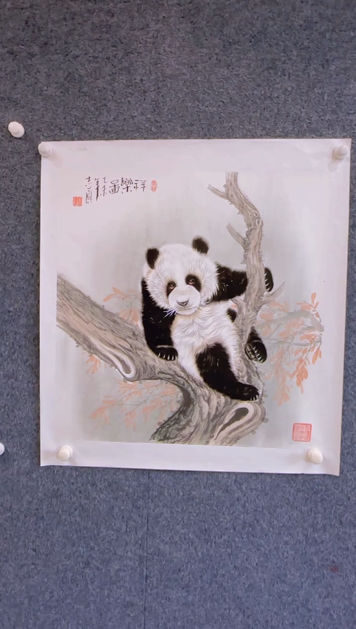 【闪购商品】国画1.28-展馆郑志宗斗方-熊猫11