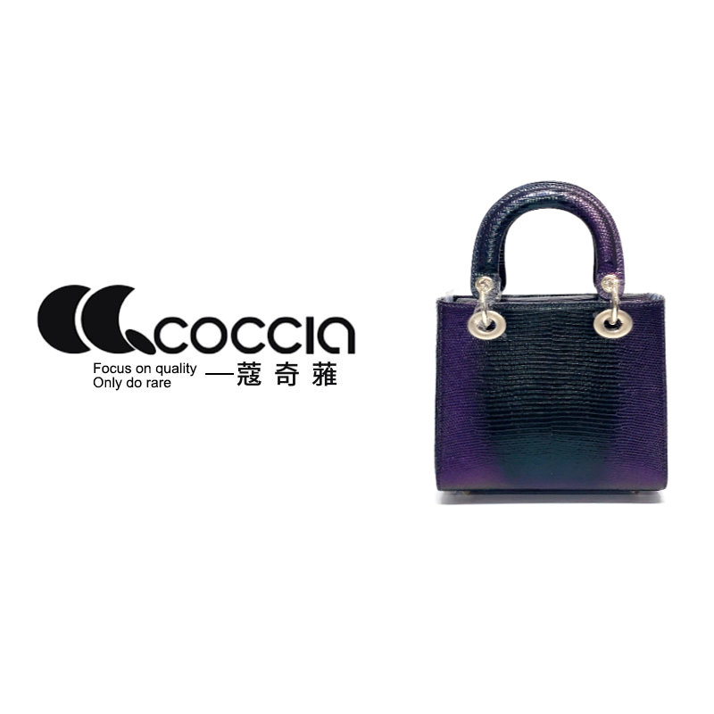 「高定女包」蔻奇蕥COCCIA 设计师款蜥蜴高定手提包 EE4012 20cm妃