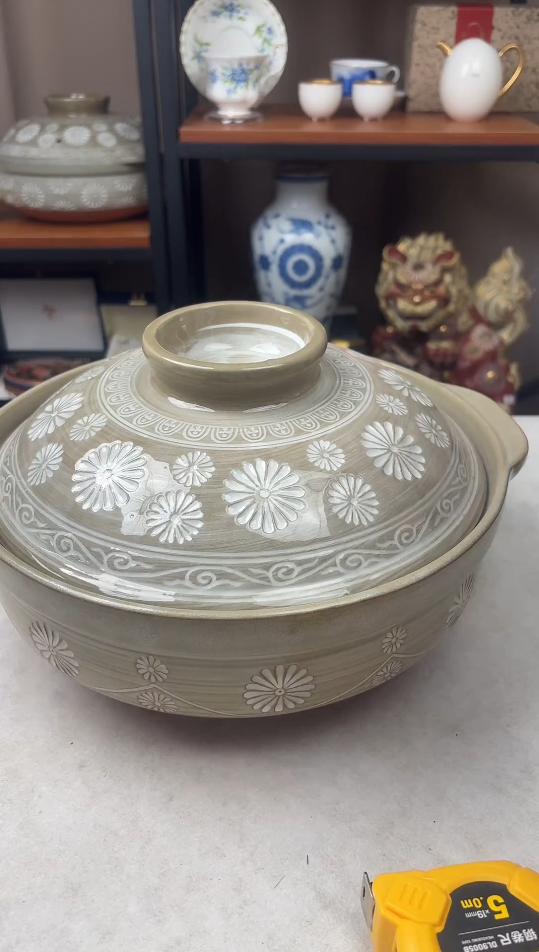 瓷片都三岛菊纹陶土锅9号锅