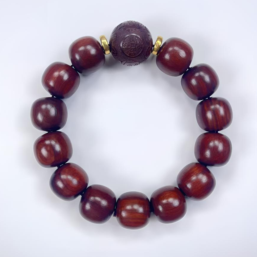 红檀1.5老型珠带貔貅手串6003.