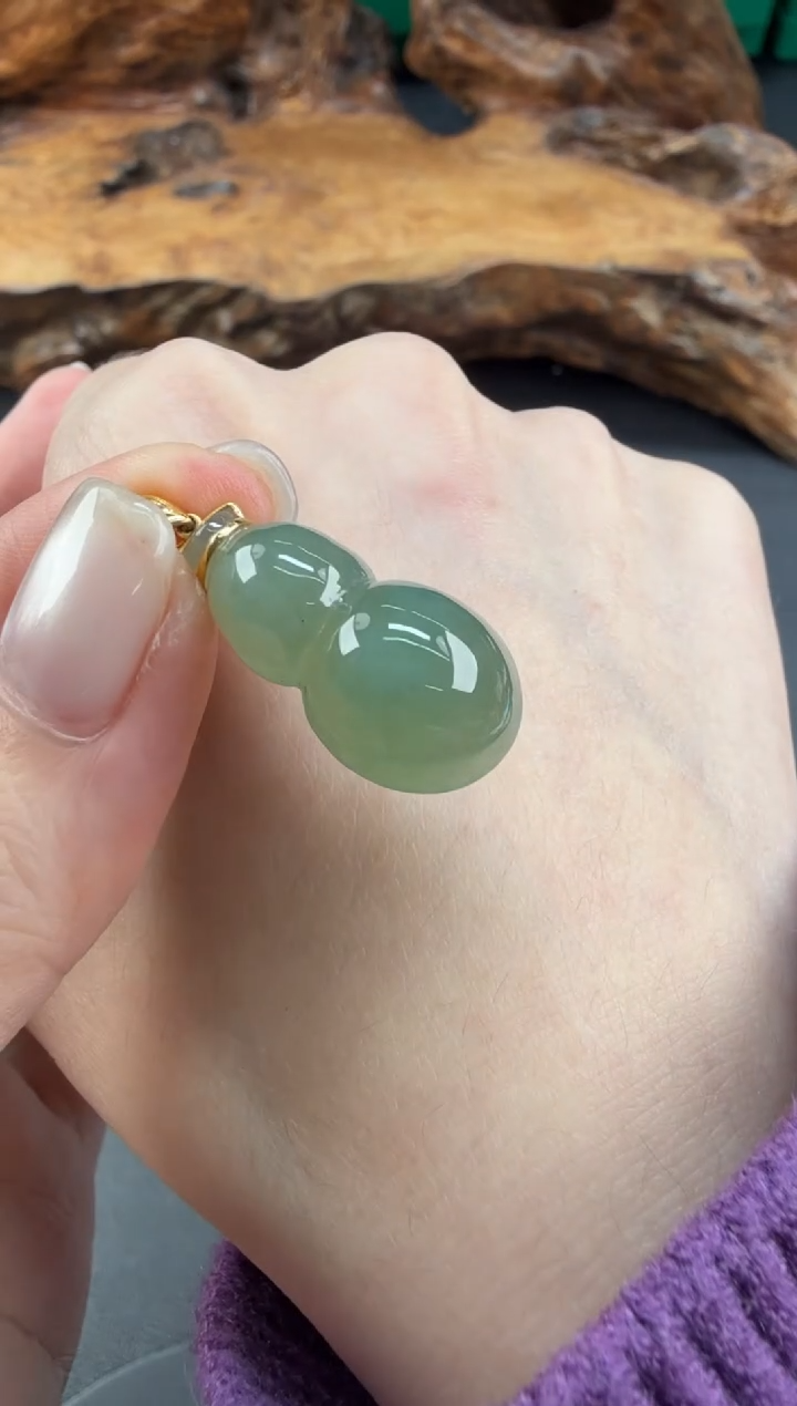 吊坠(不含链)18K金镶嵌翡翠翡翠饰品-276