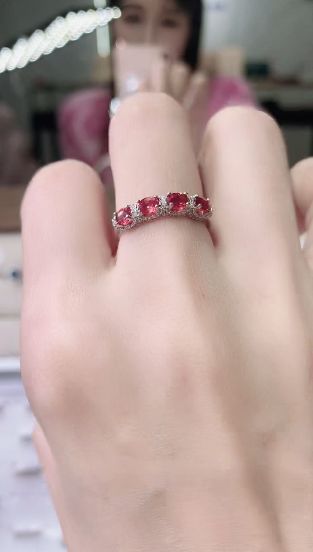 【闪购商品】彩色蓝宝石戒指银S925镶嵌21-17不退不换