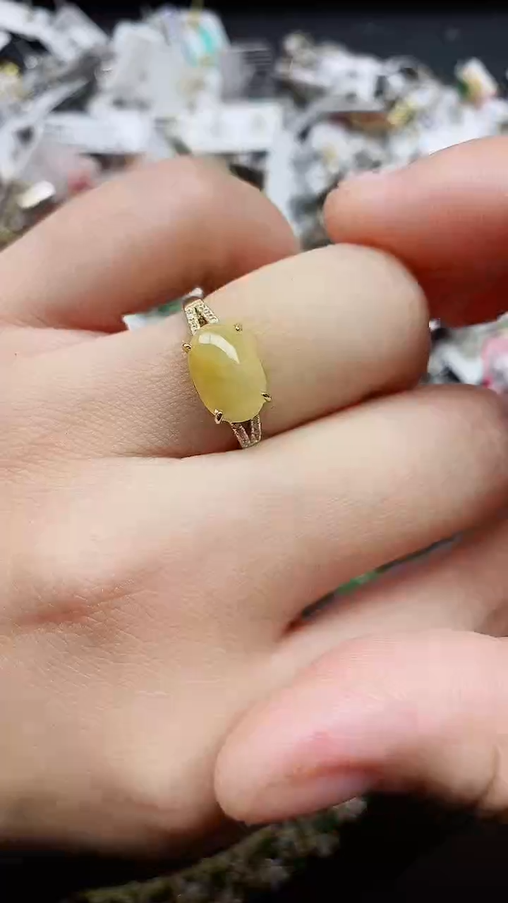 银S925镶嵌戒指翡翠1