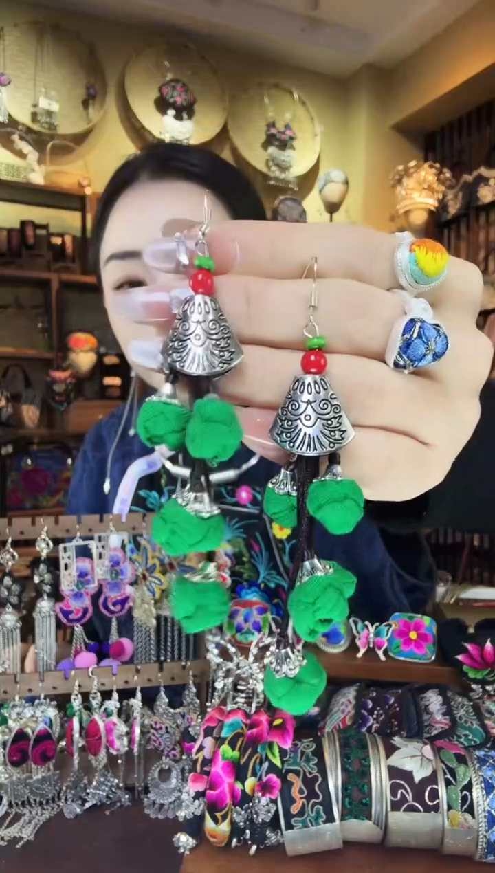 刺绣非遗刺绣民族风耳环