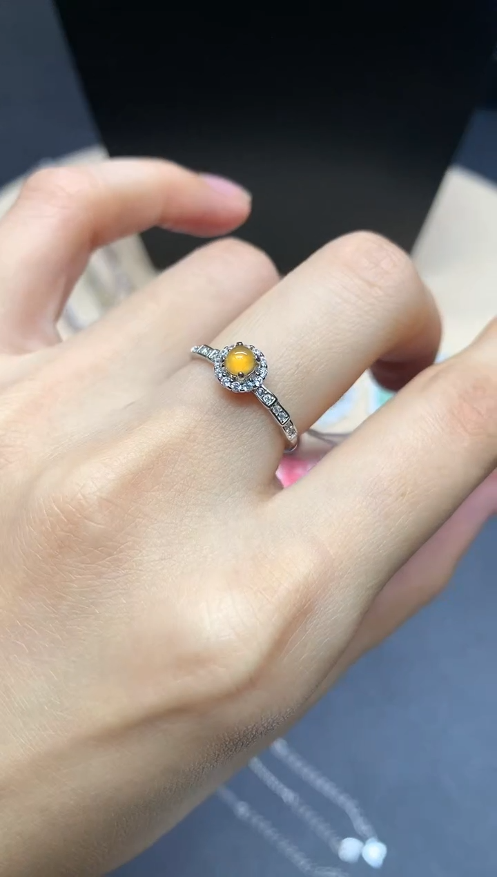 【闪购商品】翡翠戒指银S925镶嵌蛋面【多样性发其一】