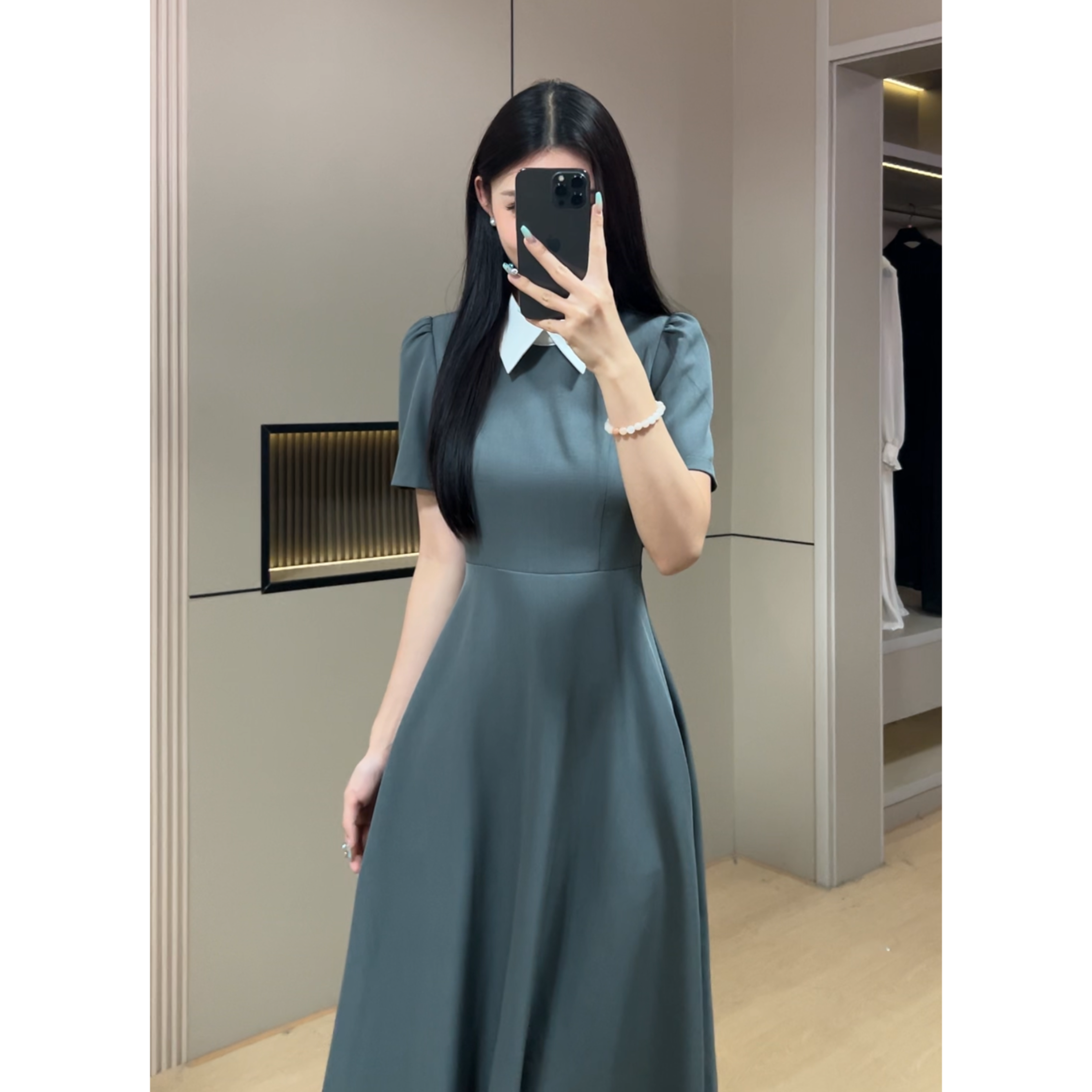 2025新款夏季娃娃领女收腰显瘦气质百搭连衣裙B0074