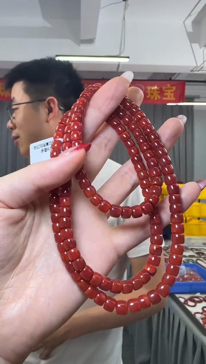 【闪购商品】南红玛瑙手串未镶嵌直切桶珠手串多圈6.5mm