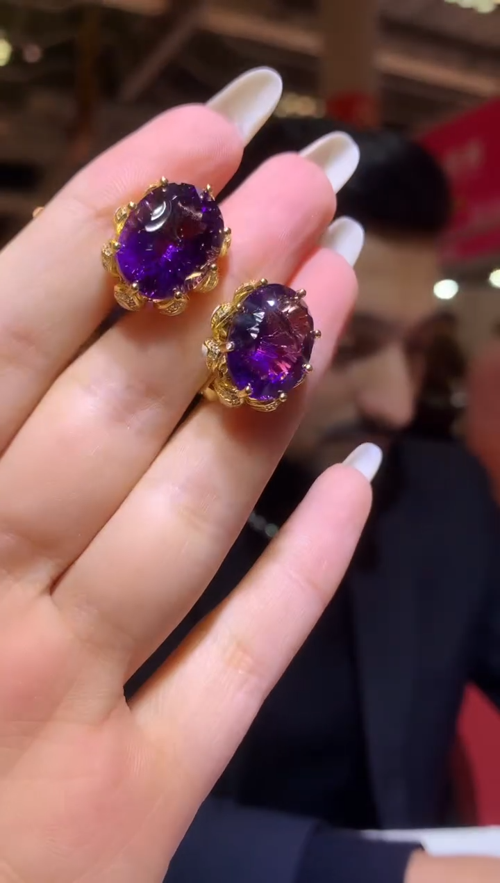 银S925镶嵌耳饰紫晶【宝石世家严选】