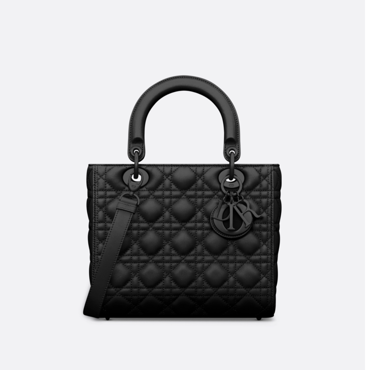 未使用 DIOR/迪奥 磨砂黑哑光五格戴妃包手提单肩包