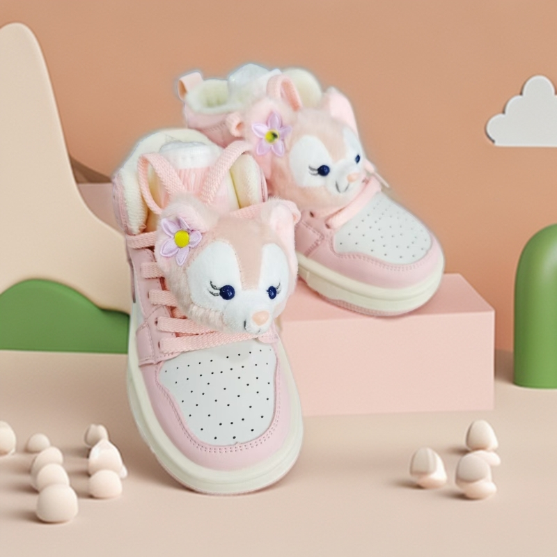 【秋冬爆款】2395贝儿卡通女童秋冬款高帮二棉运动板鞋软底防滑