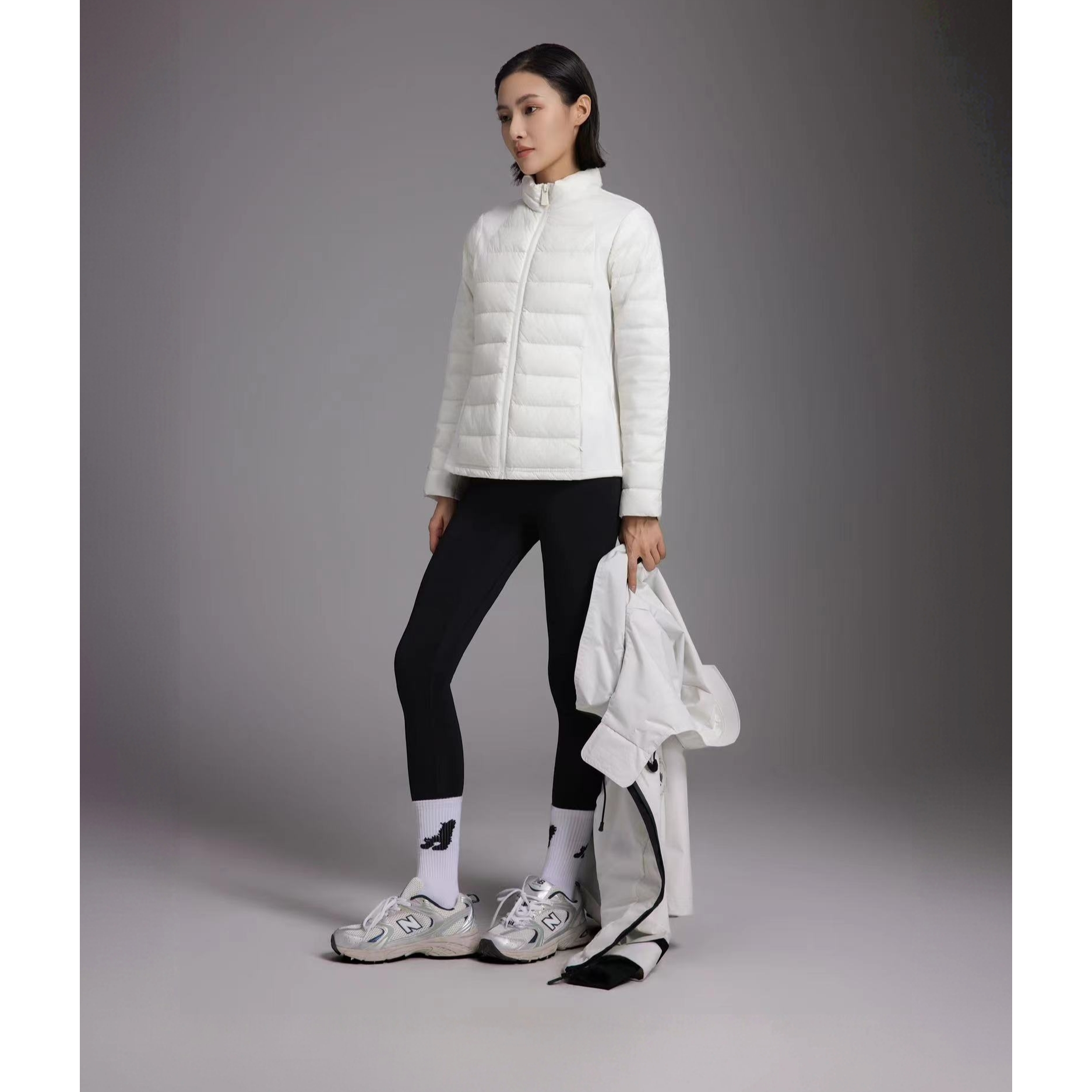 90大朵鹅绒保暖运动羽绒服跑步外套显瘦弹力加绒轻暖鹅绒1306#