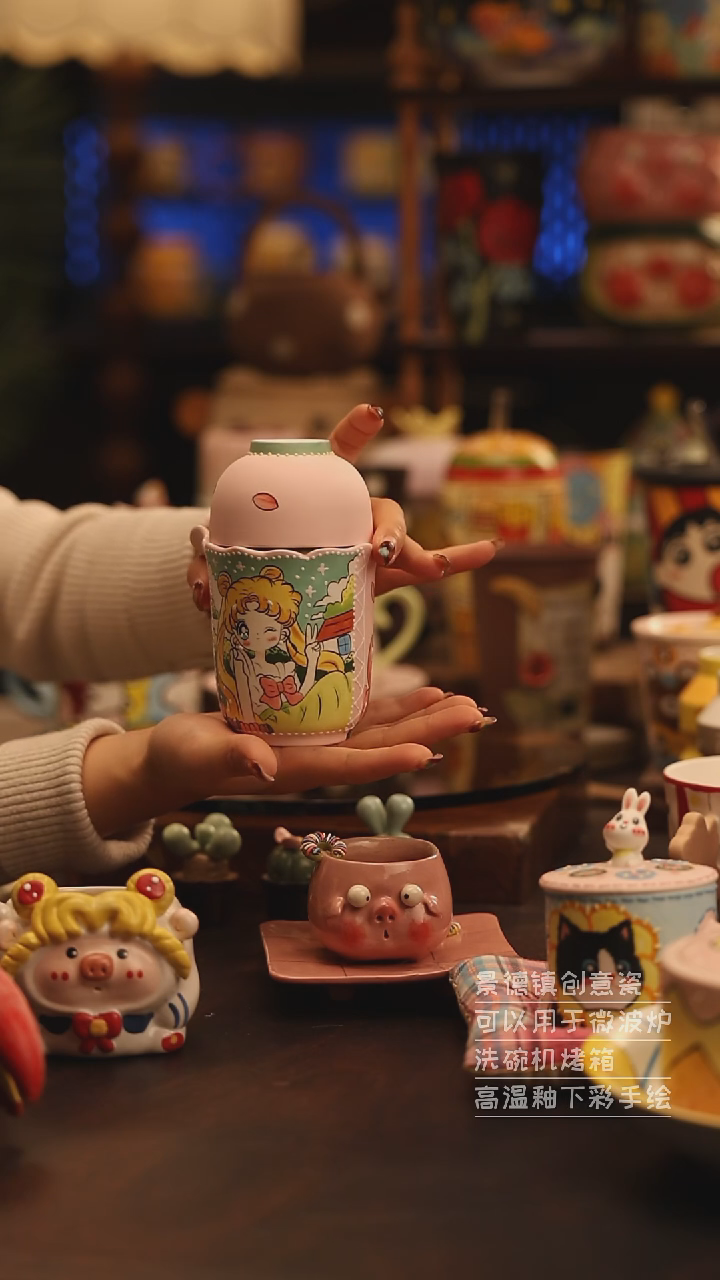 陶瓷景德镇可爱陶瓷釉下彩绘设计师款