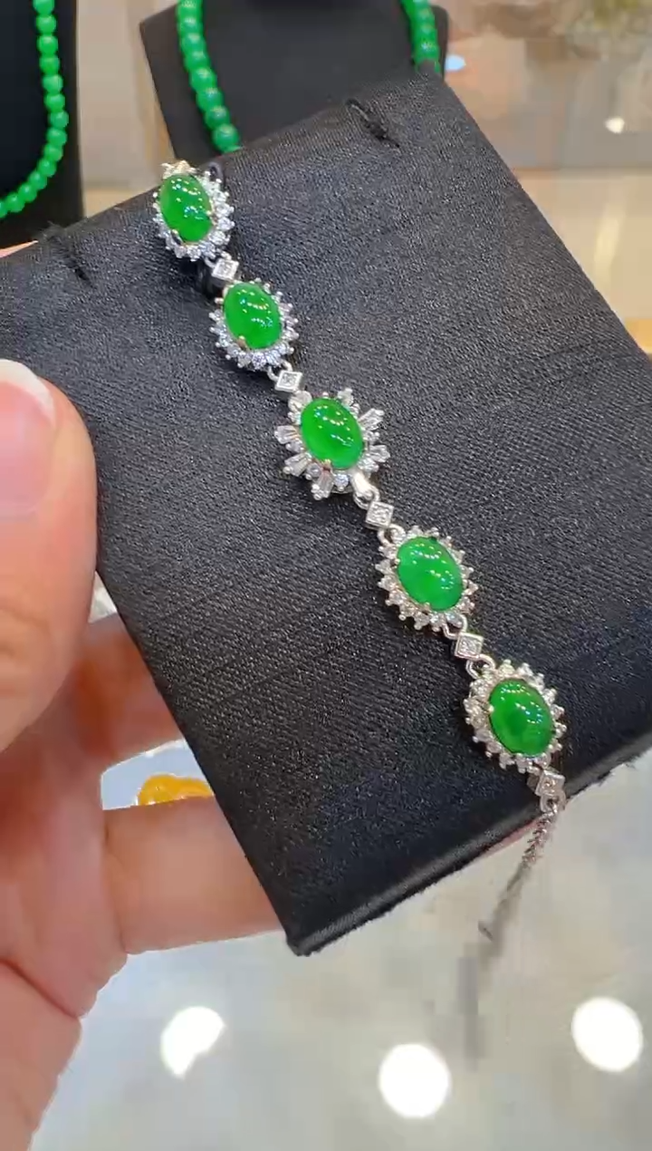 银S925镶嵌手链翡翠多样性团购发一件